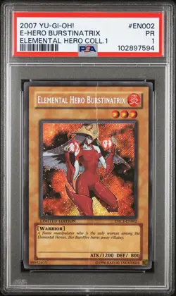 PSA 1 Secret Rare POP 1 YUGIOH Elemental Hero Collection Burstinatrix EHC1-EN002 - Image 1