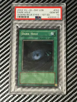 Yugioh PSA 10 2002 Dark Hole LOB-052 Super Rare 1st Edition WAVY *5510 - Image 1