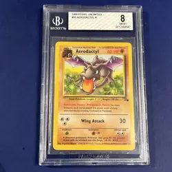BGS 8 Aerodactyl 1999 Fossil - Unlimited 16/62 non Holo Rare Pokemon Card - Image 1