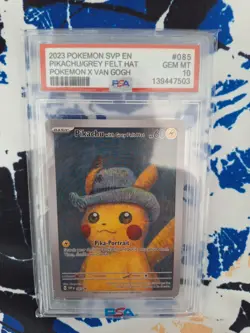 Pokemon REPLICA CUSTOM PIKACHU VAN GOGH 2023 FELT HAT PSA 10 Display piece - Image 1