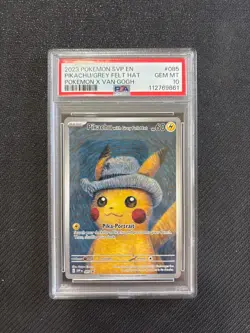 Pokemon Pikachu TCG Van Gogh Museum Promo Grey Felt Hat SVP085 PSA 10 - Image 1
