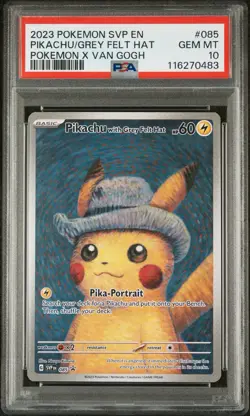 Pokemon Pikachu with Grey Felt Hat Scarlet & Violet Promo Van Gogh #085 PSA 10 - Image 1