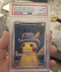 Pokemon Pikachu TCG Van Gogh Museum Promo Grey Felt Hat SVP085 PSA 10 - Image 3
