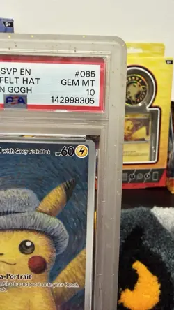 Pokemon Pikachu TCG Van Gogh Museum Promo Grey Felt Hat SVP085 PSA 10 - Image 3