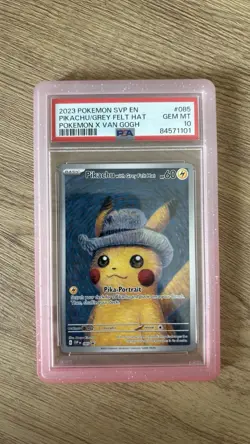 Pokemon Pikachu TCG Van Gogh Museum Promo Grey Felt Hat SVP085 PSA 10 - Image 3