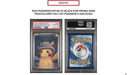 Pokemon Pikachu TCG Van Gogh Museum Promo Grey Felt Hat SVP085 PSA 10 - Image 5