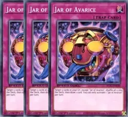 Yugioh - Jar of Avarice x 3 - 1st Edition NM - Plus Free Holographic Card - Image 1