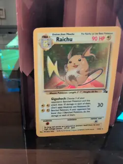 Pokemon TCG Raichu Fossil Holo Card 14/62 WOTC Rare MP Condition - Image 2