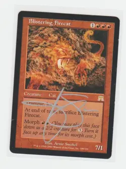 Magic the Gathering ~ Blistering Firecat ~ LP ~ Onslaught ~ Signed by Artist #1 - Image 1