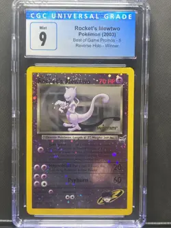 CGC 9 (Blue Label) Rocket's Mewtwo, Winner Best Of Game, 2003 Reverse Holo Card - Image 2