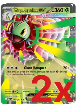 2x Mega Meganium ex ME: Ascended Heroes 010/217 Double Rare Holofoil Pokemon NM - Image 1
