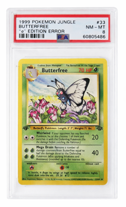 PSA 8 Pokemon 1st Edition Jungle Butterfree "d" error # 33 - Image 1