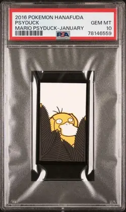 PSA 10 Psyduck Hanafuda Mario Pikachu Japanese Pokemon 2016 January - Image 1