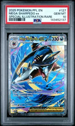 Pokemon 2025 Mega Sharpedo ex 127/094 SIR Phantasmal Flames GEM MINT PSA 10 - Image 1