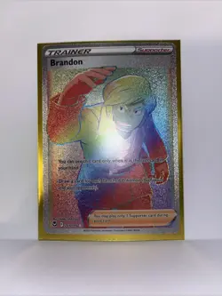 Brandon Full Art Secret Rare 203/195 Silver Tempest Holo Trainer Pokemon TCG - Image 1