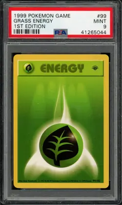 Pokemon PSA 9 Mint 1st Ed. Base Common Grass Energy 99/102 - Image 1