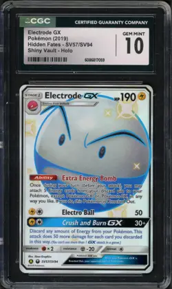 Pokemon CGC 10 Hidden Fates: Shiny Vault Full Art Electrode GX SV57/SV94 - Image 1
