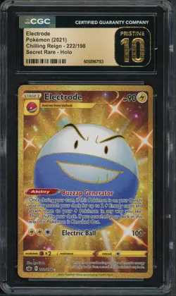 Pokemon CGC 10 Pristine Chilling Reign Secret Rare Electrode 222/198 - Image 1