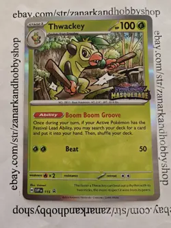 Pokemon Thwackey SVP 115 Prerelease Black Star Promo NM - Image 1