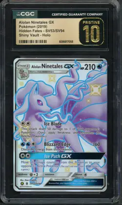 Pokemon CGC 10 Pristine Hidden Fates: Shiny Vault Alolan Ninetales GX SV53/SV94 - Image 1