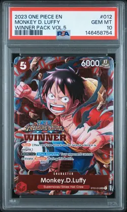 Monkey D Luffy PSA 10 GEM 2023 One Piece EN TREASURE Winner Pack Vol 5 ST01 012⚓ - Image 1