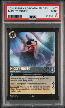 D23 Expo 2024 - Disney Lorcana Promo - Mickey Mouse - Playful Sorcerer - PSA 9 - Image 1