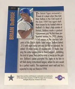 Brian DuBose SIGNED 1994 Upper Deck Minor League POY Card #PY25 RC Auto Tigers - Image 2