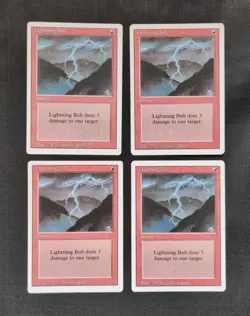 MTG 4x Lightning Bolt Revised 3rd Edition Playset - NM Magic The Gathering Nice - Image 1
