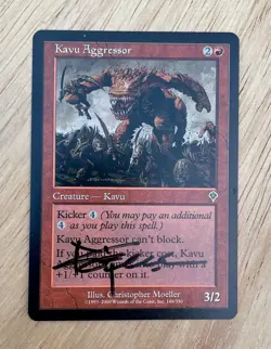 VTG 2000 MTG Card Kavu Aggressor Creature Kavu Christopher Moeller Signed - Image 1