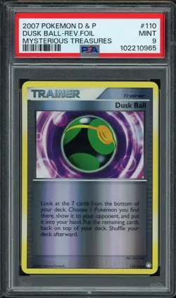 2007 Pokemon D&P MYSTERIOUS TREASURES DUSK BALL REV FOIL 110 PSA 9 MINT - Image 1