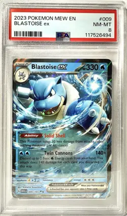 2023 POKEMON MEW EN-151 #009 BLASTOISE EX PSA 8 - Image 1