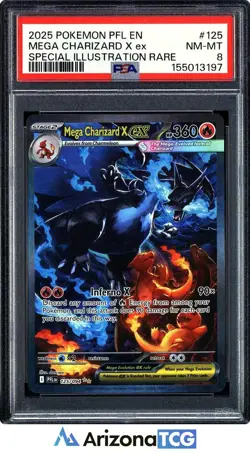 Pokemon 2025 Mega Charizard X ex 125/094 SIR Phantasmal Flames PSA 8 - Image 1