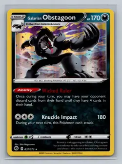 Pokemon Champion's Path #37/73 Galarian Obstagoon Holo Rare - Image 1