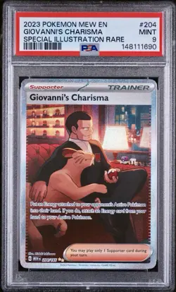 2023 POKEMON MEW EN-151 SPECIAL ILLUSTRATION RARE #204 GIOVANNI'S CHARISMA PSA 9 - Image 1