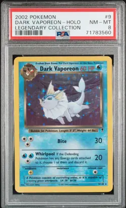PSA 8 - Pokemon DARK VAPOREON 9/110 - LEGENDARY COLLECTION - HOLO FOIL Rare - Image 1