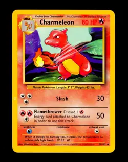 1999 Pokemon CHARMELEON Base Set INK ERROR MISPRINT Non Holo Card 24/102 WotC NM - Image 1