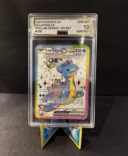 Pokemon Lapras ex Secret Rare 158/142 Stellar Crown Holo AGS 10 - Image 1
