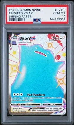 2021 POKEMON SWORD & SHIELD SHINING FATES #SV119 FULL ART/DITTO VMAX PSA 10 - Image 1