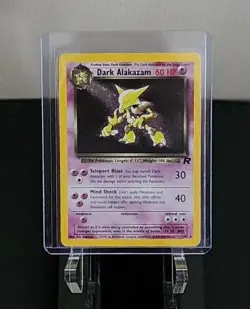 Pokemon Dark Alakazam Holo 1/82 Team Rocket Rare Holographic Vintage LP - Image 1