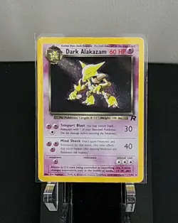 Pokemon Dark Alakazam Holo 1/82 Team Rocket Rare Holographic Vintage LP - Image 2