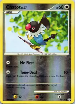 Pokemon - Chatot - Diamond & Pearl 74/130 - Reverse Holo - MP-HP - Image 1