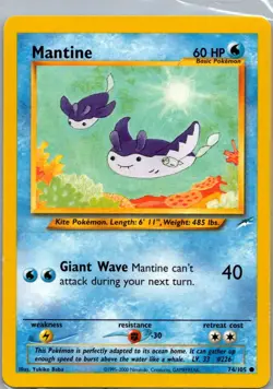 Mantine 74/105 Common Neo Destiny Pokemon Lightly Played - Image 1