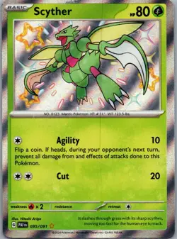 Scyther 095/091 Shiny Rare Paldean Fates Pokemon Lightly Played - Image 1