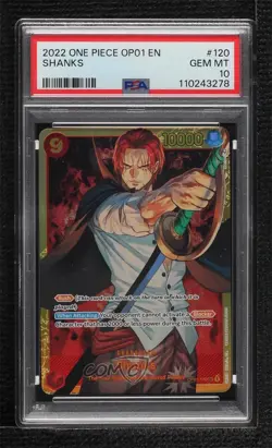 2022 One Piece Card Game: Romance Dawn OP01 SEC Shanks #OP01-120 PSA 10 GEM MT - Image 1