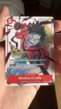 One Piece TCG - Promo -Monkey.D.Luffy ST01-012 3rd Anniversary Alt Art - English - Image 1