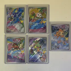Pokemon Holo Lot Popplio Rowlet Litten Turtwig Chimchar 5 Cards English - Image 1