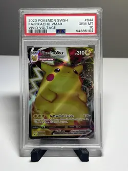Pokemon TCG Pikachu VMAX 044/185 Vivid Voltage Ultra Rare (Full Art) Card PSA 10 - Image 1
