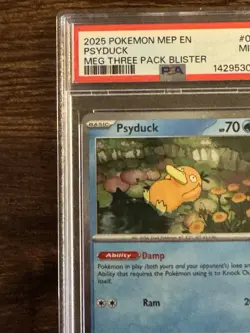 Fresh 2025 POKEMON Card MEP MEGA EVOLUTION THREE PACK BLISTER #007 PSYDUCK PSA 9 - Image 2
