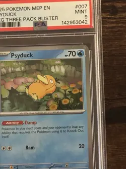 Fresh 2025 POKEMON Card MEP MEGA EVOLUTION THREE PACK BLISTER #007 PSYDUCK PSA 9 - Image 3