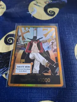 DON!! Card Gold Frame Mihawk OP14 ONE PIECE NM English The azure sea’s seven - Image 1